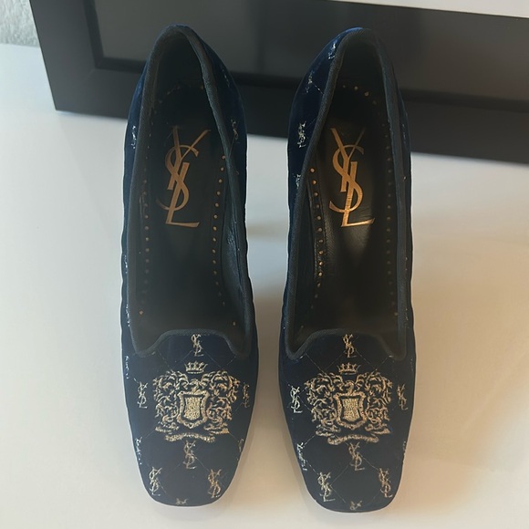 Saint Laurent blue velvet heels vintage - Picture 3 of 8